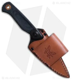 Benchmade Dacian Knife + Leather Sheath Blue Denim Micarta (3.5" SW Polish) -Knives Store 203 04 leather sheath large