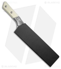 Microtech Fixed Blade Chef's Knife Ivory G-10 + Ti Bolsters (8" SW M390MK) -Knives Store 8 CHEF KNIFE STONEWASH STANDARD TITANIUM BOLSTER IVORY G 10 BHQ 221404 td side large