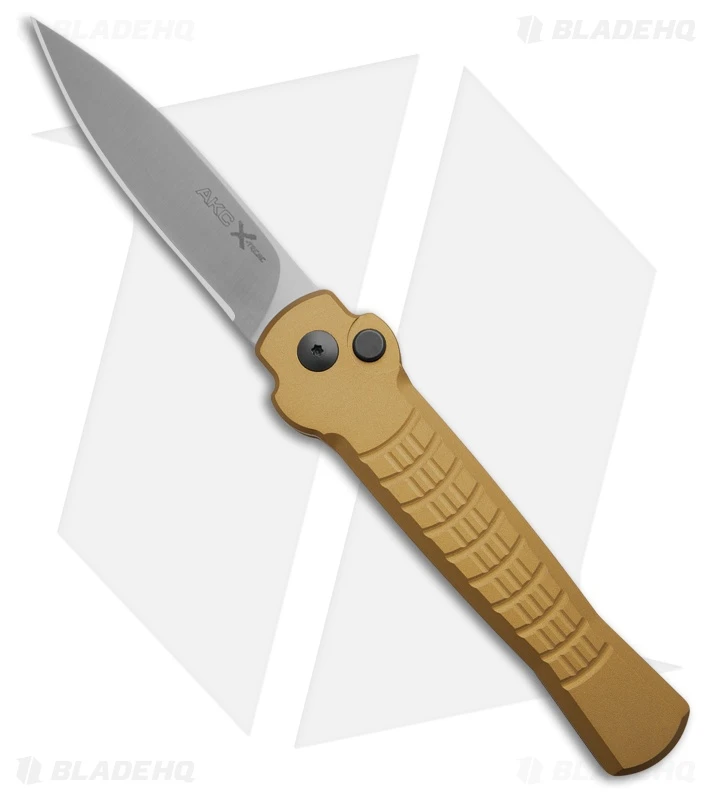 AKC X-treme Ace1 Side Opener Automatic Knife Tan Aluminum (3.7" Satin) 1 AKC X-treme Ace1 Side Opener Automatic Knife Tan Aluminum (3.7" Satin)