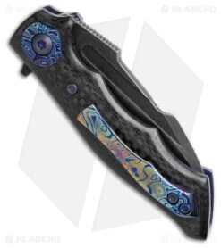 Alan Folts Onset #2 Liner Lock Knife Carbon Fiber & Timascus Accents (2.87" BW) -Knives Store Alan Folts Onset 2 Liner Lock Knife Carbon Fiber Timascus Accents 2in BW BHQ 218711 td side large