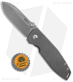 BRNLY SQD-2 Frame Lock Knife BB/SW Titanium (3" Stonewash/BB) -Knives Store BRNLY SQD FL Ti SW BHQ 138378 jr bottlecap large