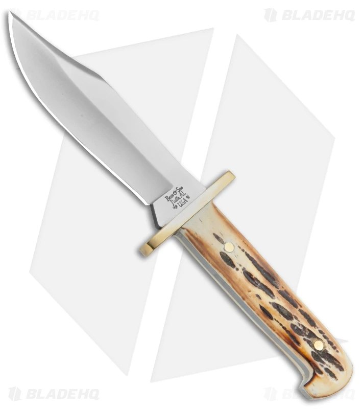 Bear And Son Baby Bowie Fixed Blade Knife India Stag Bone (3.5" Satin ) 500 1/2 1 Bear And Son Baby Bowie Fixed Blade Knife India Stag Bone (3.5" Satin ) 500 1/2