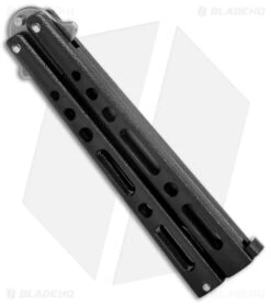 Bear & Son Butterfly Balisong Knife Black Steel (4" Stonewash) -Knives Store Bear and Son Butterfly Black SW BHQ 135110 jr side large