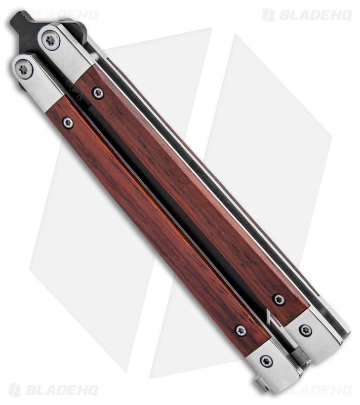 Bear Butterfly Knife W/ Cocobolo Wood Handles (4" Black) CB17 3 Bear Butterfly Knife W/ Cocobolo Wood Handles (4" Black) CB17 - Image 3