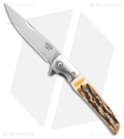 Bear & Son Rancher Sideliner Liner Lock Knife Stag Bone (3.50" Satin) 521