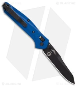 Benchmade 940 Osborne Zero Forks AXIS Lock Knife Blue G-10 (3.4" Black) -Knives Store Benchmade 940 Osborne AXIS Lock Knife Blue G10 Zero Forks Given 3.4in Black BHQ 217492 left side large