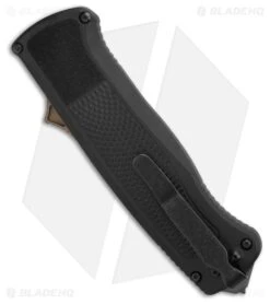 Benchmade Shootout Drop Point D/A Automatic OTF Knife Black (3.5" FDE) 5371FE -Knives Store Benchmade Shootout Drop Point DA Automatic OTF Knife Black BHQ 193453 side large