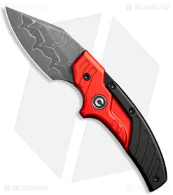 CIVIVI Typhoeus Fixed Blade Knife Red/Black Aluminum (2.3" Damascus) C21036-DS1