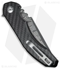 CIVIVI Bluetick Liner Lock Knife Black G-10 + CF Overlay (3.5" Damascus) -Knives Store C23050 DS2 side large