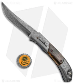 Chuck Gedraitis Custom Clever Girl Automatic Knife + Stand (3.75" Damascus) -Knives Store Chuck Gedraitis Custom Clever Girl Auto Damascus Mastadon BHQ 147742 jr bottlecap large
