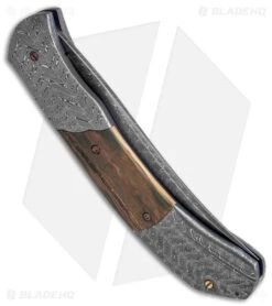 Chuck Gedraitis Custom Clever Girl Automatic Knife + Stand (3.75" Damascus) -Knives Store Chuck Gedraitis Custom Clever Girl Auto Damascus Mastadon BHQ 147742 jr side large