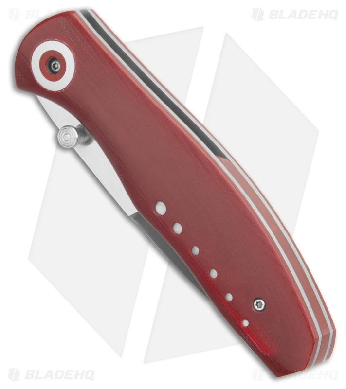 Chuck Gedraitis Reverse Sora Liner Lock Knife Red Micarta /Ti(3.25" Satin AEBL) 2 Chuck Gedraitis Reverse Sora Liner Lock Knife Red Micarta /Ti(3.25" Satin AEBL) - Image 2