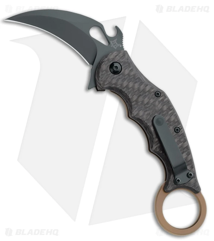 FOX Knives Karambit Frame Lock Knife Tan Titanium/CF (2.56" Black) FX-599TIC 1 FOX Knives Karambit Frame Lock Knife Tan Titanium/CF (2.56" Black) FX-599TIC