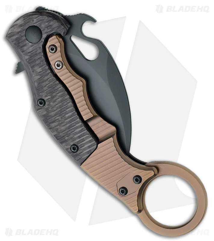 FOX Knives Karambit Frame Lock Knife Tan Titanium/CF (2.56" Black) FX-599TIC 2 FOX Knives Karambit Frame Lock Knife Tan Titanium/CF (2.56" Black) FX-599TIC - Image 2