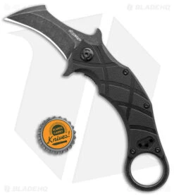 FoxEdge The Claw Karambit Folder Knife Black G-10 (2.4" Black SW) -Knives Store Fox Knives Defcon 5 The Claw Karambit Black G 10 Smokewash BHQ 115437 jr bottlecap large