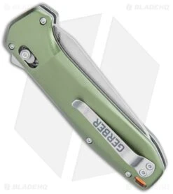 Gerber Highbrow Assisted Opening Knife GreenAluminum (3.3" SW) 30-001642 -Knives Store Gerber Highbrow Assisted Opening Green Aluminum Satin BHQ 105480 jr side large