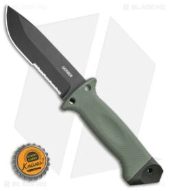 Gerber LMF II Infantry Green Fixed Blade Combat Knife (4.84" Black Serr) 1626 -Knives Store Gerber LMF II Infantry Green Fixed Blade Combat Knife 4.84in Black Serr1626 BHQ 7150 LS Bottlecap large