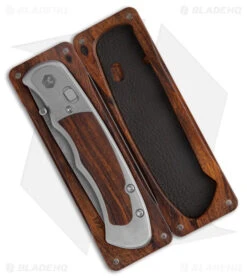 Harber Brand Custom Regal Pocket Knife Razorwire Damascus W/ Ironwood -Knives Store Harber Brand Custom Regal Knife Razorwire Damascus Pattern Ironwood BHQ 178009 jr case open large