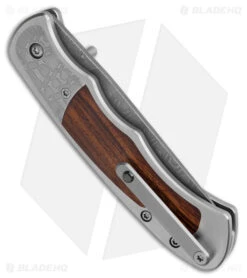 Harber Brand Custom Regal Pocket Knife Razorwire Damascus W/ Ironwood -Knives Store Harber Brand Custom Regal Knife Razorwire Damascus Pattern Ironwood BHQ 178009 jr side large