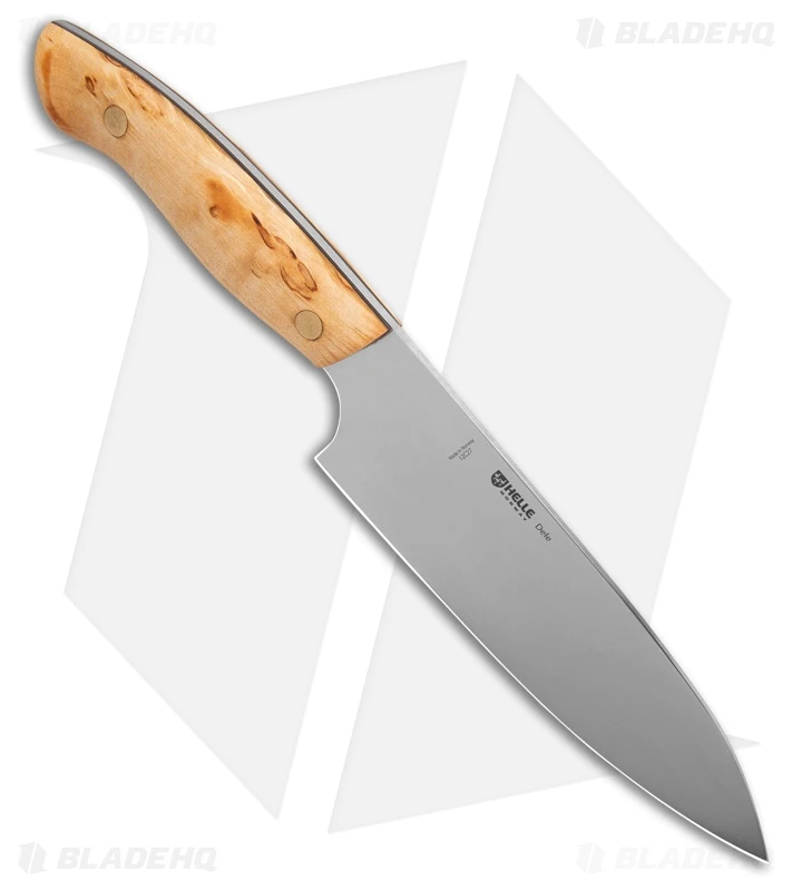 Helle Knives Dele Kitchen Chef's Knife Curly Birch (6.3" Polished) 800 2 Helle Knives Dele Kitchen Chef's Knife Curly Birch (6.3" Polished) 800 - Image 2