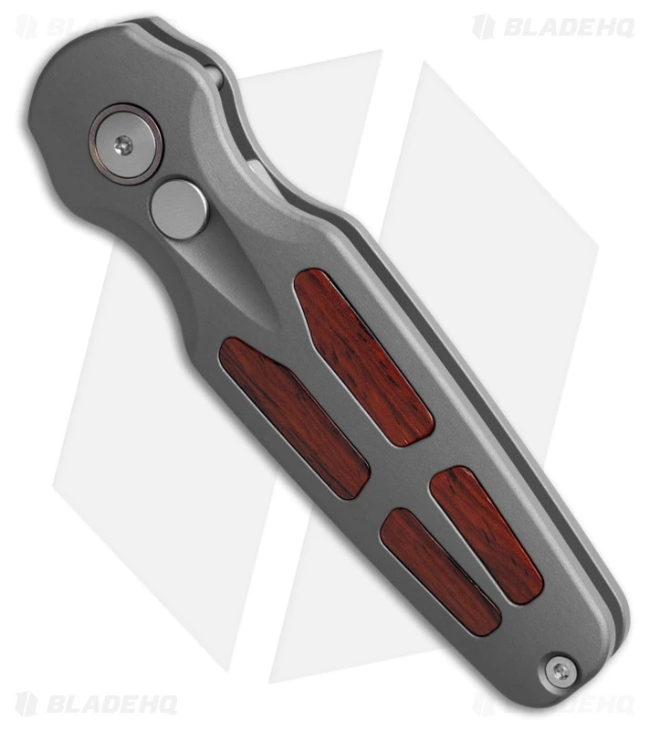Hogue Ballista II Automatic Knife Gray Al + Cocobolo (2.6" Tumbled MagnaCut) 2 Hogue Ballista II Automatic Knife Gray Al + Cocobolo (2.6" Tumbled MagnaCut) - Image 2