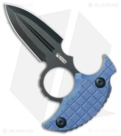 Kubey Knives Cavy Fixed Blade Push Dagger Knife Blue G-10 (2.25" Black SW)