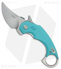 Kubey Knives Jaw Pikal Liner Lock Karambit Knife Tiffany Blue G-10 (2.5" SW)