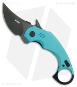 Kubey Knives Jaw Pikal Liner Lock Karambit Knife Tiffany Blue G-10 (2.5" BLK SW)