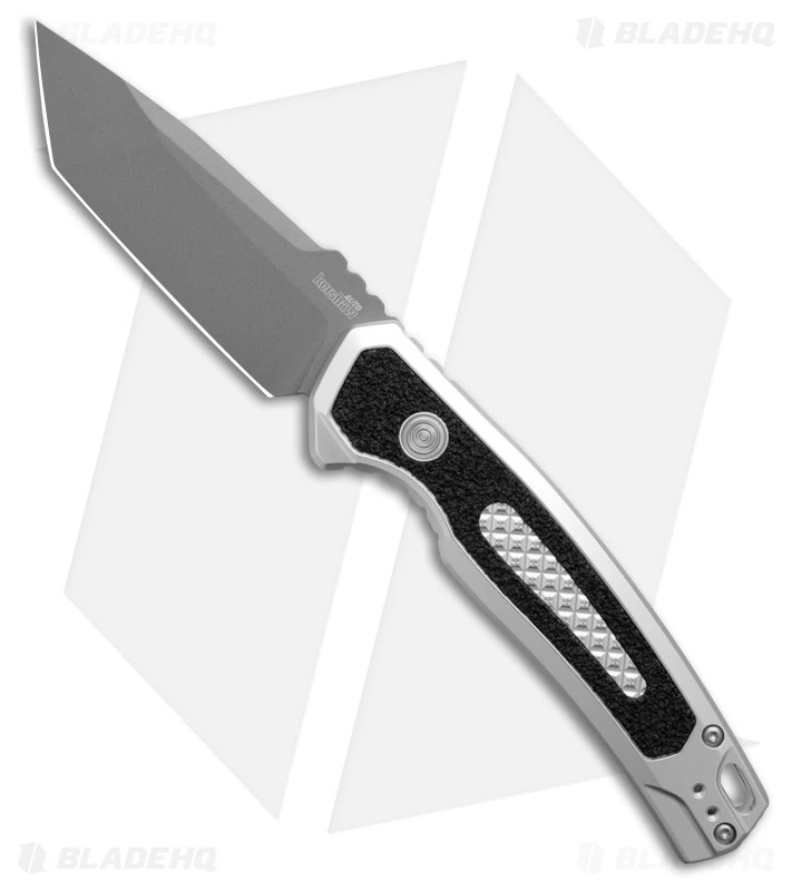 Kershaw Auto Launch 16 Button Lock Knife Raw Aluminum/Black Inserts (3.45" Gray) 1 Kershaw Auto Launch 16 Button Lock Knife Raw Aluminum/Black Inserts (3.45" Gray)