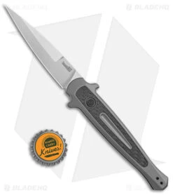 Kershaw Launch 8 Stiletto Automatic Knife Gray/CF (3.5" Stonewash) 7150 -Knives Store Kershaw Launch 8 Stiletto Auto Gray CF SW BHQ 94067 jr bottlecap large