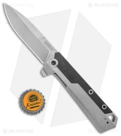 Kershaw Oblivion Assisted Opening Flipper Knife Black GFN (3.5" Stonewash) 3860 -Knives Store Kershaw Oblivion Assisted Opening Flipper black GFN SW 3860 BHQ 94079 jr bottlecap large