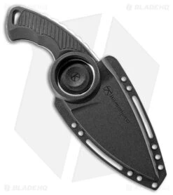 Kilimanjaro Stretta Drop Point Neck Knife Black Rubber (3.125" Satin) 910106 -Knives Store Kilimanjaro Stretta DP Black Rubber Satin BHQ 55363 jr sheath 2 large