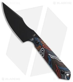 Kizer Maverick Customs Harpoon Mini Fixed Blade Knife Damascus G-10 (3" Black)