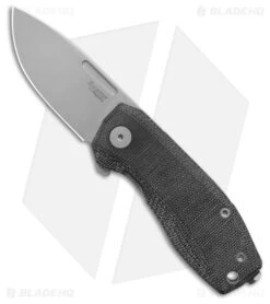 LionSteel Nano Frame Lock Knife Black Canvas Micarta (2.75" Satin MagnaCut)