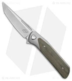 Liong Mah Design Warrior 3 Frame Lock Knife Green Micarta (3.5" Satin)