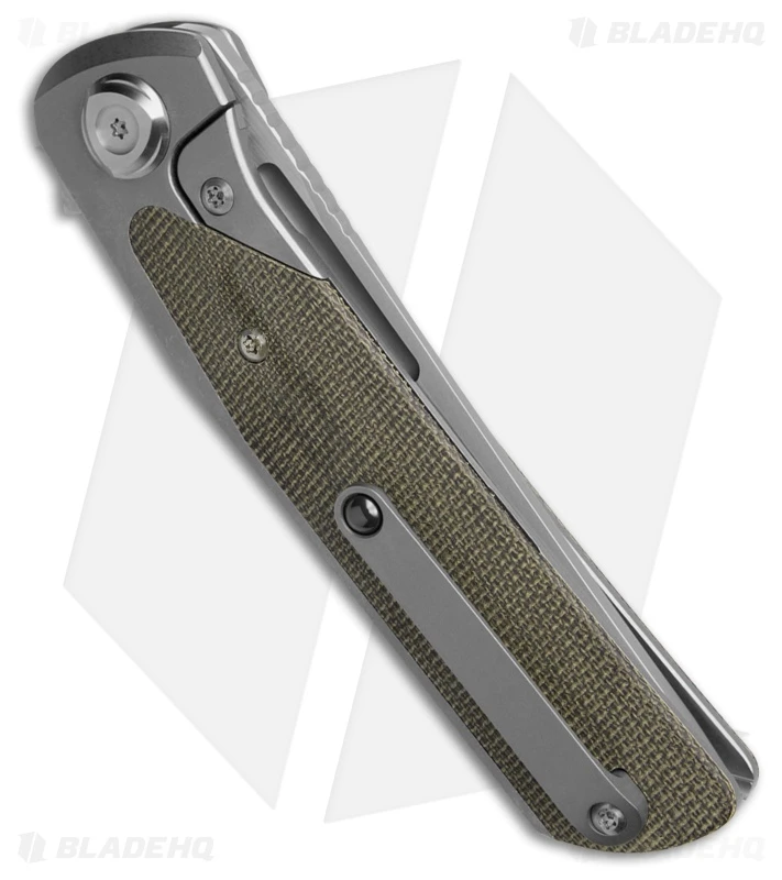 Liong Mah Design Warrior 3 Frame Lock Knife Green Micarta (3.5" Satin) 3 Liong Mah Design Warrior 3 Frame Lock Knife Green Micarta (3.5" Satin) - Image 3