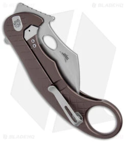 LionSteel Emerson L.E.One Karambit Folding Knife Brown Al (3.25" SW MagnaCut) -Knives Store Lionsteel Emerson Leone Integral Folding Karambit FL Brown SW BHQ 146944 jr side large