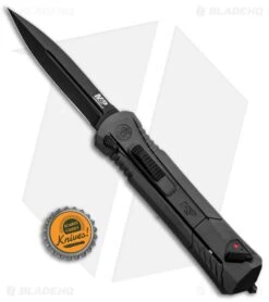 Smith & Wesson M&P OTF Spring Assisted Spear Point Knife Gray (3.5" Black) -Knives Store MP OTF Assist Finger Actuator SP Gray Black 1084314 BHQ 80731 jr bottlecap large