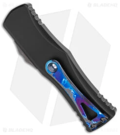 Marfione Custom Hera D/E OTF Auto Knife Black (3" Reptilian Pattern Dam) -Knives Store Microtech Marfione Custom Hera DE OTF Auto Black Reptilian Pattern Damascus BHQ 146641 jr side large