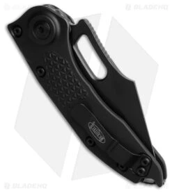 Microtech Stitch Automatic Knife Black Aluminum (3.75" Black Serr) -Knives Store Microtech Stitch Automatic Knife 3.75in Black Serr BHQ 199766 hd side large