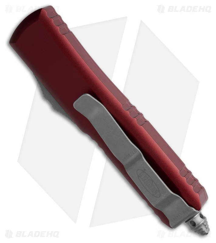 Microtech UTX-85 S/E OTF Automatic Knife Merlot Red Aluminum (3.1" Apoc Serr) 3 Microtech UTX-85 S/E OTF Automatic Knife Merlot Red Aluminum (3.1" Apoc Serr) - Image 3