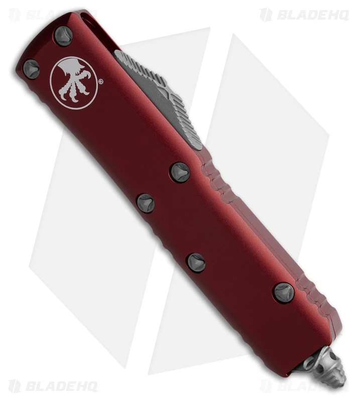 Microtech UTX-85 S/E OTF Automatic Knife Merlot Red Aluminum (3.1" Apoc Serr) 2 Microtech UTX-85 S/E OTF Automatic Knife Merlot Red Aluminum (3.1" Apoc Serr) - Image 2