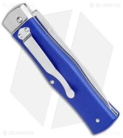 Mikov 241 Predator Leverlock Automatic Knife Blue W/Pocket Clip (3.75" Polish) -Knives Store Mikov 241 Predator LL Auto Blue Pocket Clip Polish BHQ 117572 jr side large