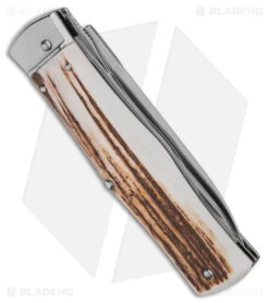 Mikov 241 Predator Lever Lock Automatic Knife W/ Saw Stag Horn (3.75" Polish) -Knives Store Mikov 241 Predator Lever Lock Automatic Knife w Saw Stag horn 3in Polish BHQ 174804 td side large