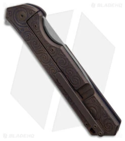 Olamic Cutlery Rainmaker Knife Hand Carved Mask Titanium(4.25" Satin) -Knives Store Olamic Cutlery Rainmaker Knife Hand Carved Mask Titanium 4in Satin BHQ 180411 td side large