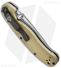 Ontario RAT Model 2 Liner Lock Knife Desert Tan Nylon (3" Satin D2) 8828DT -Knives Store Ontario RAT Model 2 LL Desert Tan Satin D2 ON8828DT BHQ 79698 jr side large