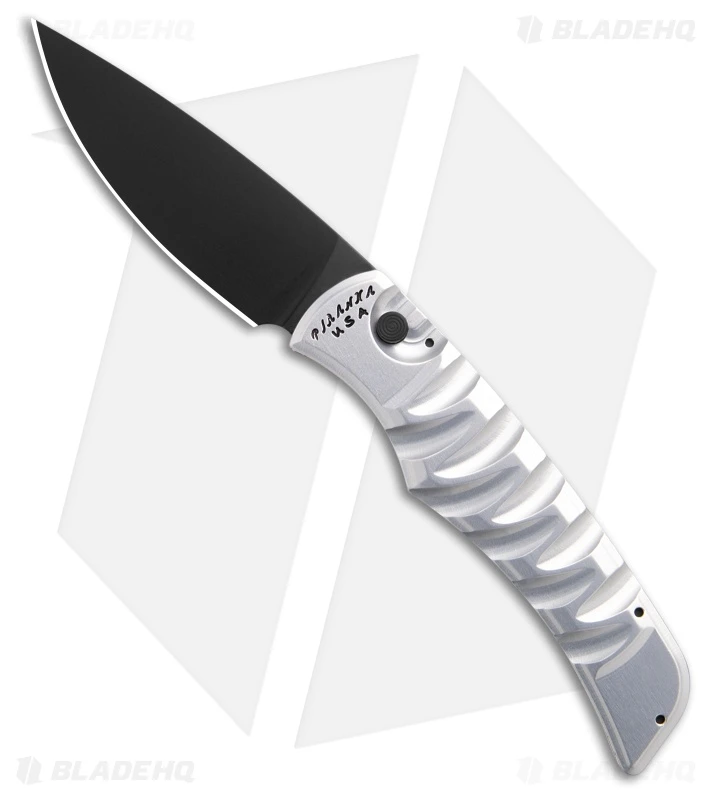 Piranha Paradox Automatic Knife Silver Aluminum (3.1" Black) P-24ST 1 Piranha Paradox Automatic Knife Silver Aluminum (3.1" Black) P-24ST
