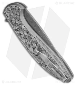 Pro-Tech Custom Cambria Knife Steel + Black Lip Pearl Inlay (3.5" Damascus) -Knives Store Pro Tech Custom Cambria Knife Steel Black Lip Pearl Inlay 3in Damascus BHQ 221608 td side large