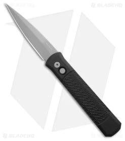 Pro-Tech Godfather Automatic Knife Black Jigged Aluminum (4" Bead Blast)