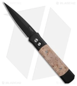 Pro-Tech Godfather Automatic Knife Black/Maple Burl (4" Black) 906